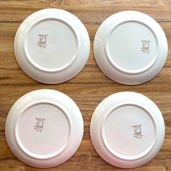 Vintage MELODY LANE by SALEM Lot of 4 Appetizer Bread Plates Pink & White Roses - Picture 2 of 5